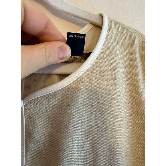 Brooks Brothers Fully Lined Linen Cream Shift Dress Preppy Capsule Size 8 - Picture 4 of 6